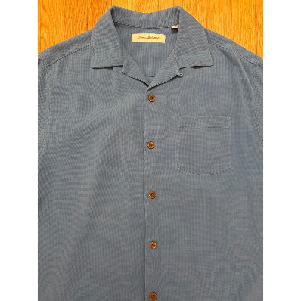 Tommy Bahama Silk Cotton Camp Shirt XL Blue Resort Casual - Picture 2 of 14
